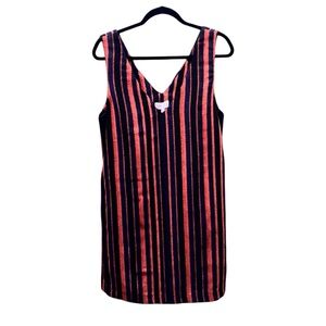 NWT APRICOT Women’s Blue and Orange Striped Sleeveless Fall Dress, Size 12-14